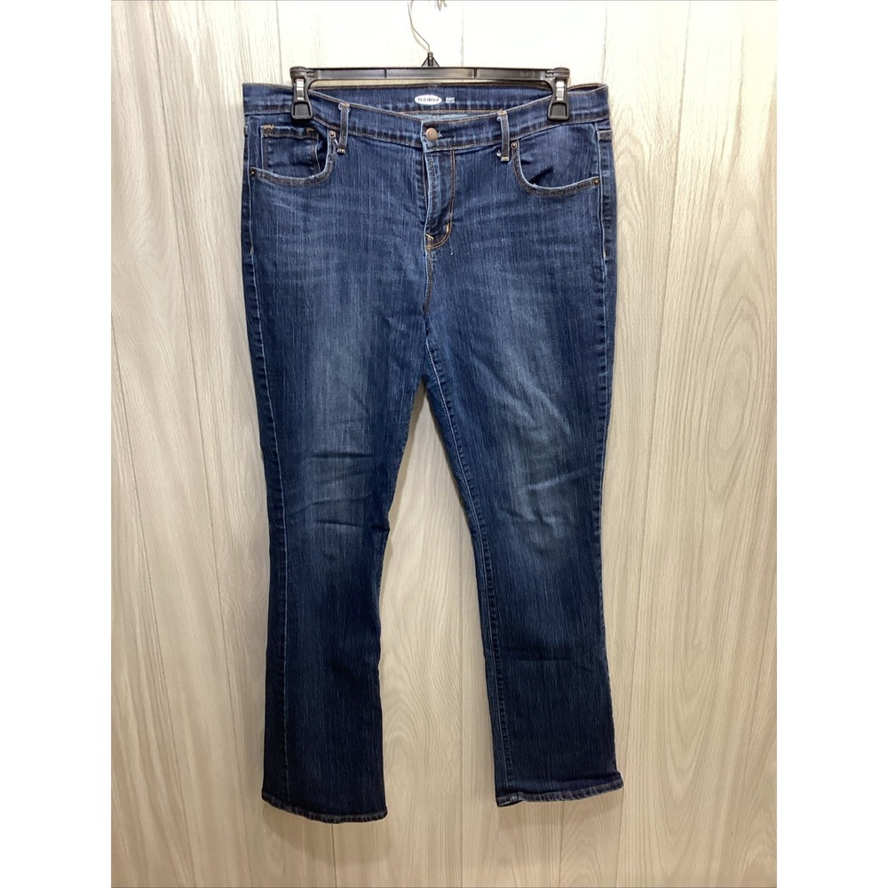 OLD‎ NAVY Women's (Size 14L) Button Front Medium Wash Jeans Stretch Pockets